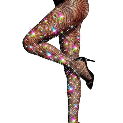 Ultra Sparkly Fishnet Tights Plus Size Rhinestone Stockings For Women Carniva...